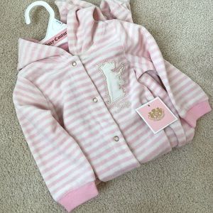 NWT Juicy Couture Infant Velour Hoodie Footie, 6-9
